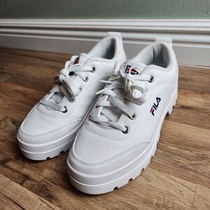 Women's Fila Low Top Canvas Chunky Platform Sneaker White Size 7